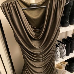 Vintage Express deep Cowl Neck, Ruched sides Sz M